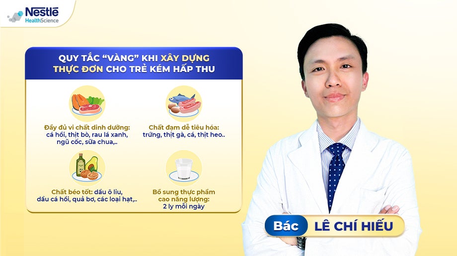 Quy tắc “vàng” khi xây dựng thực đơn cho trẻ hấp thu kém